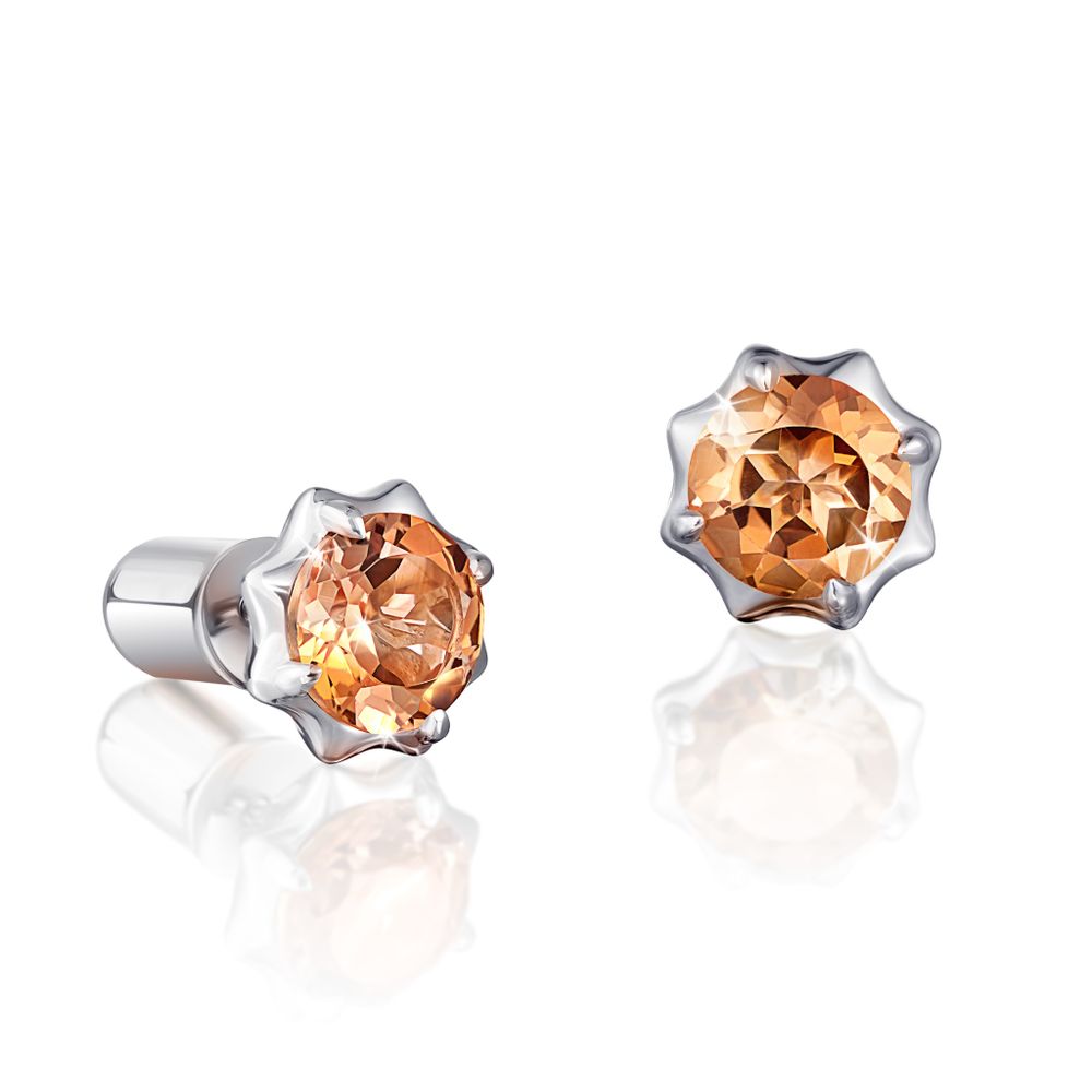 Серьги пусеты Fleur Citrine