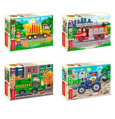ПАЗЛЫ для детей 12 элементов А5ф 175х130мм 4 дизайна MAXI серия -Служебные машины-
