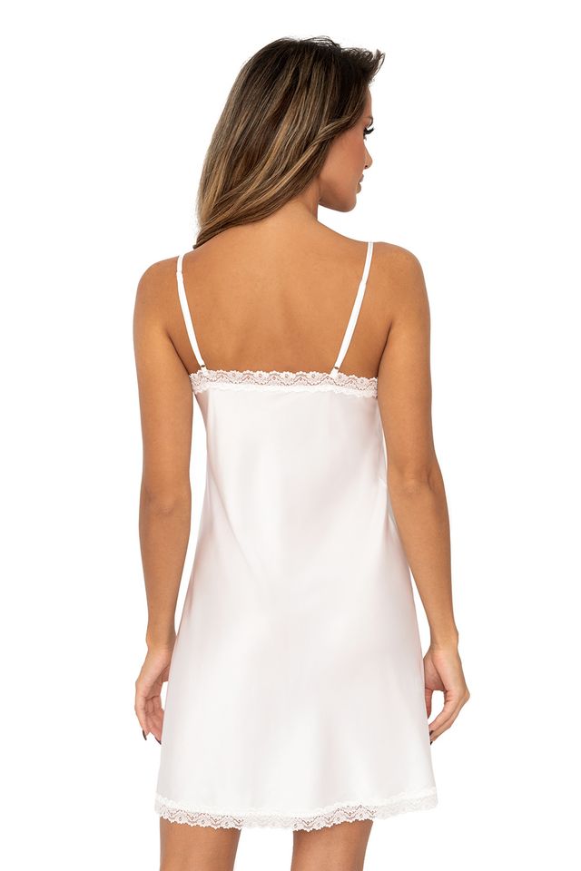 Сатиновая сорочка Tiffani цвета экрю на тонких регулируемых бретелях