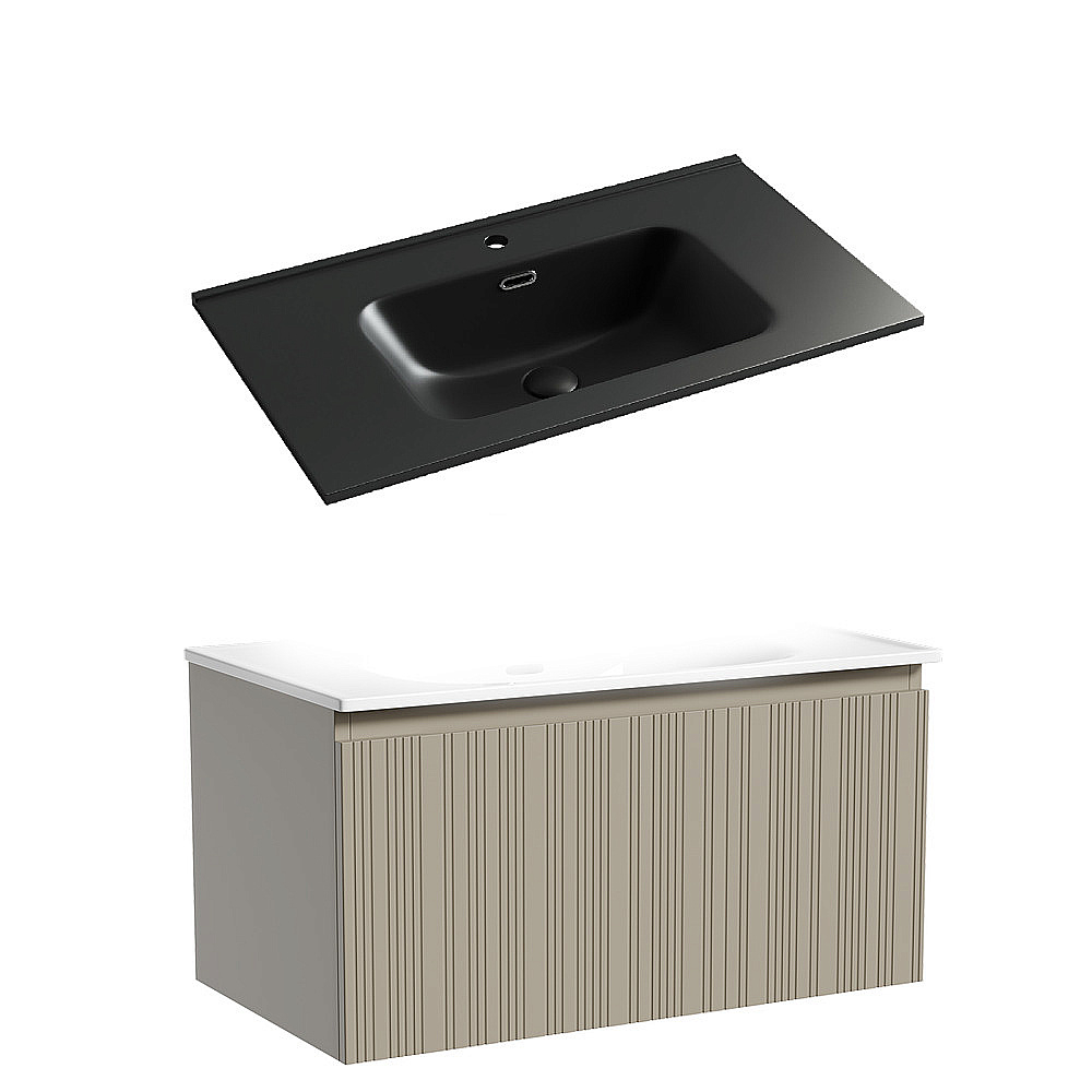 Тумба с раковиной Sancos CODE CD80GP/CN7005MB 80 серая платина