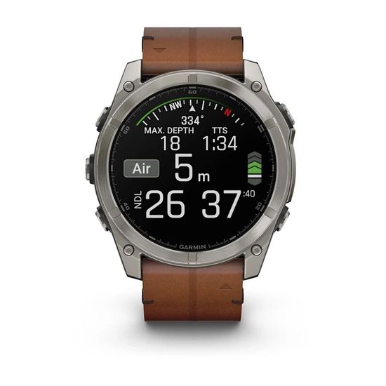 Умные часы Garmin Fenix 8, 51 мм, AMOLED, Sapphire bare Titanium, black with chestnut leather band plus graphite silicone band
