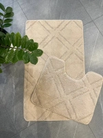 Комплект ковриков для ванной и туалета My Crystal ромб 50*60см, 60*100см бежевый