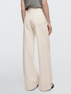 Massimo Dutti Джинсы с высокой талией и широкими штанинами, кремовый