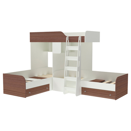 Кровать-чердак КарИВи Трио Белый  Бодего Темный