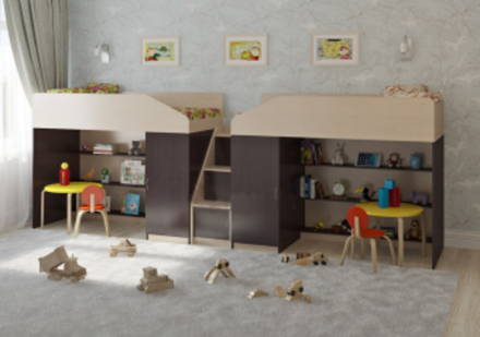 Двухъярусная кровать КарИВи Легенда 11.8  Дуб Молочный Венге