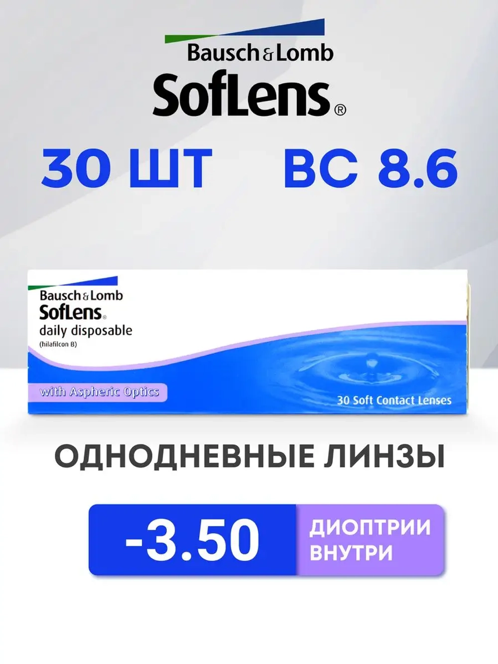 Однодневные контактные линзы SofLens Daily Disposable (уп. 30 линз)