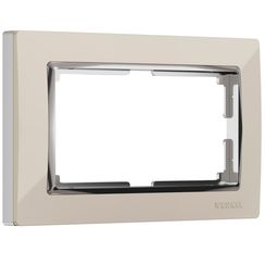 Рамка для двойной розетки Werkel Snabb слоновая кость/серебро 25770