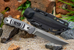 Нож Kizlyar Supreme ENZO AUS-8 TW G10-BWH KS (TacWash, G10 Black-White Handle, Kydex Sheath)
