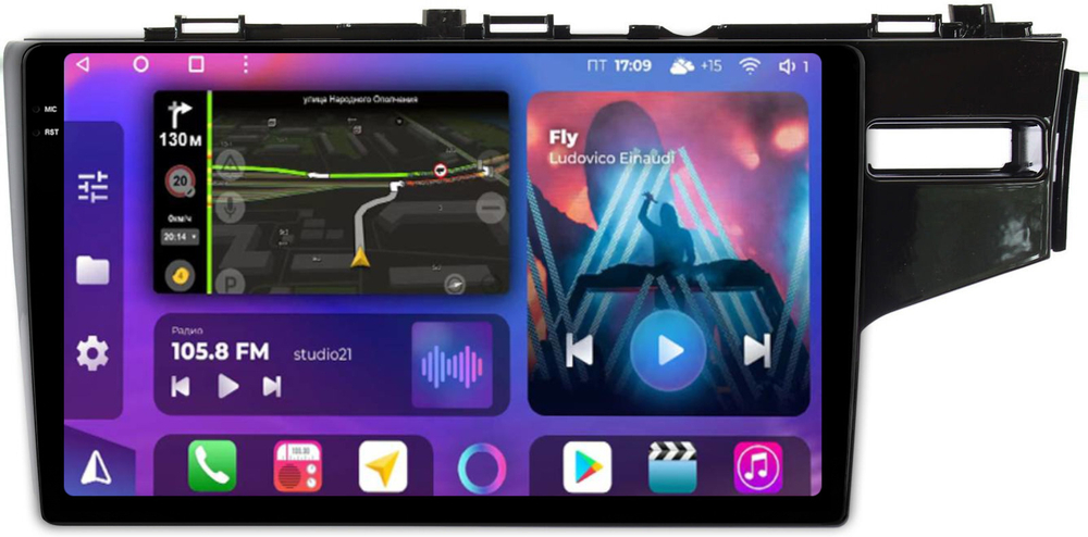 Магнитола для Honda Fit 3 2013-2020 (без штатной КЗВ) - FarCar BM10-2K-9519-10A монитор 10.36" 2K QLED на Android 14, TS10, 4+32Гб, CarPlay, 4G SIM-слот