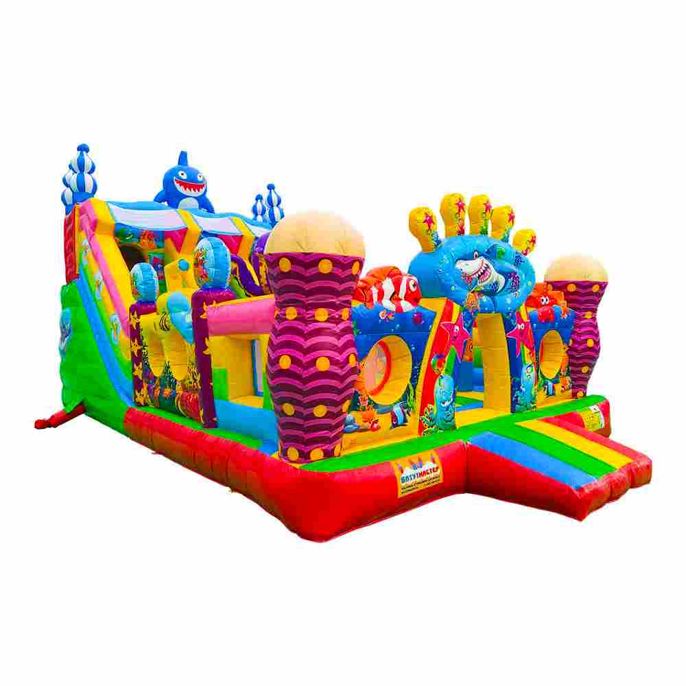 Коммерческий надувной батут с горкой «В гостях у моря 3» 9*5*5 м