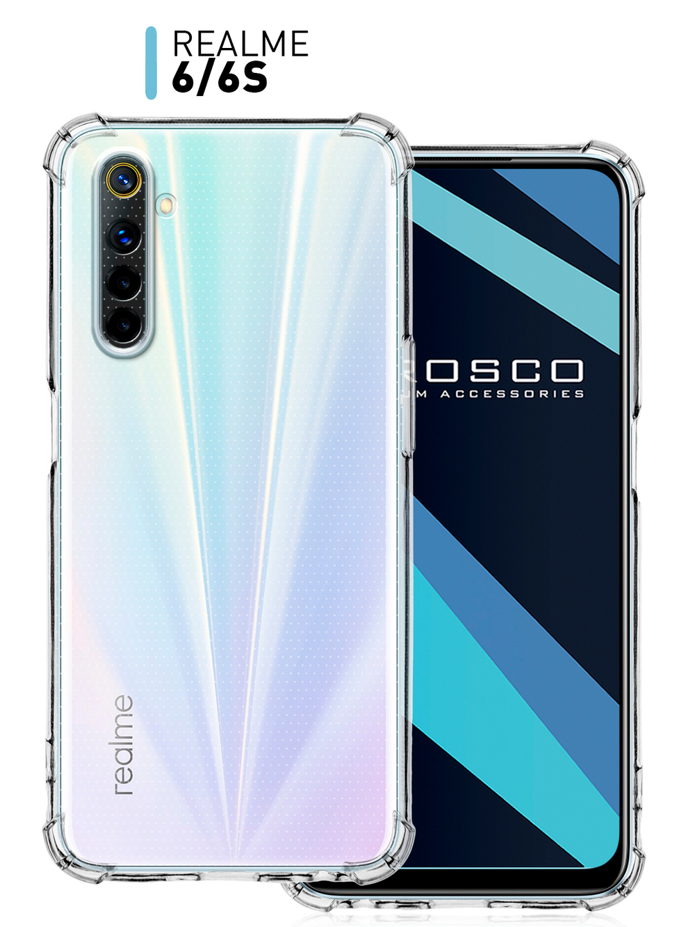 Чехол ROSCO для realme 6;realme 6s оптом (арт. RM-6-HARD-TPU-TRANSPARENT)