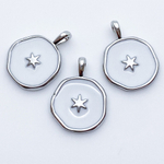 Подвеска Звезда, цвет серебро+белый, размер 17*13 мм, цена за 1 шт