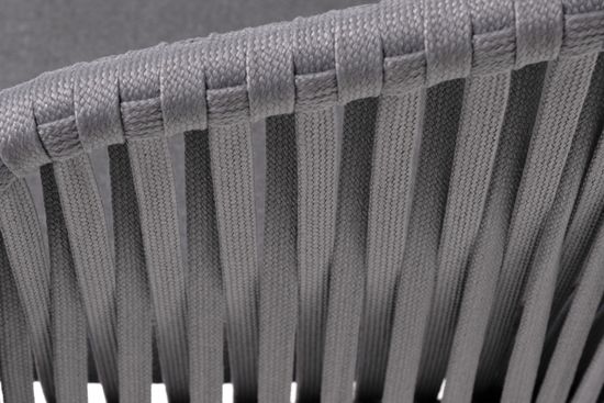 "Бордо" стул плетеный из роупа, каркас алюминий темно-серый (RAL7024) муар, роуп серый 15мм, ткань темно-серая 027