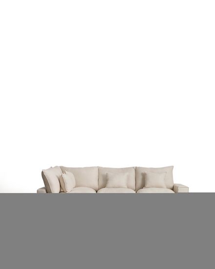 Угловой модульный диван Anarela на 4 места со съемными чехлами из бежевого льна и вискозы, 287 x 307