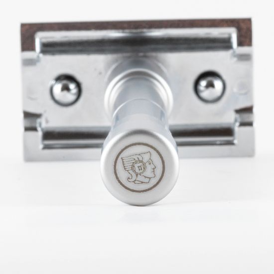 Т-образная бритва (станок) MERKUR сатинированный, разборный, в чехле из натуральной воловьей кожи