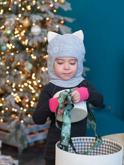 Шлем зимний вязаный (Жемчужно-серый) КИС