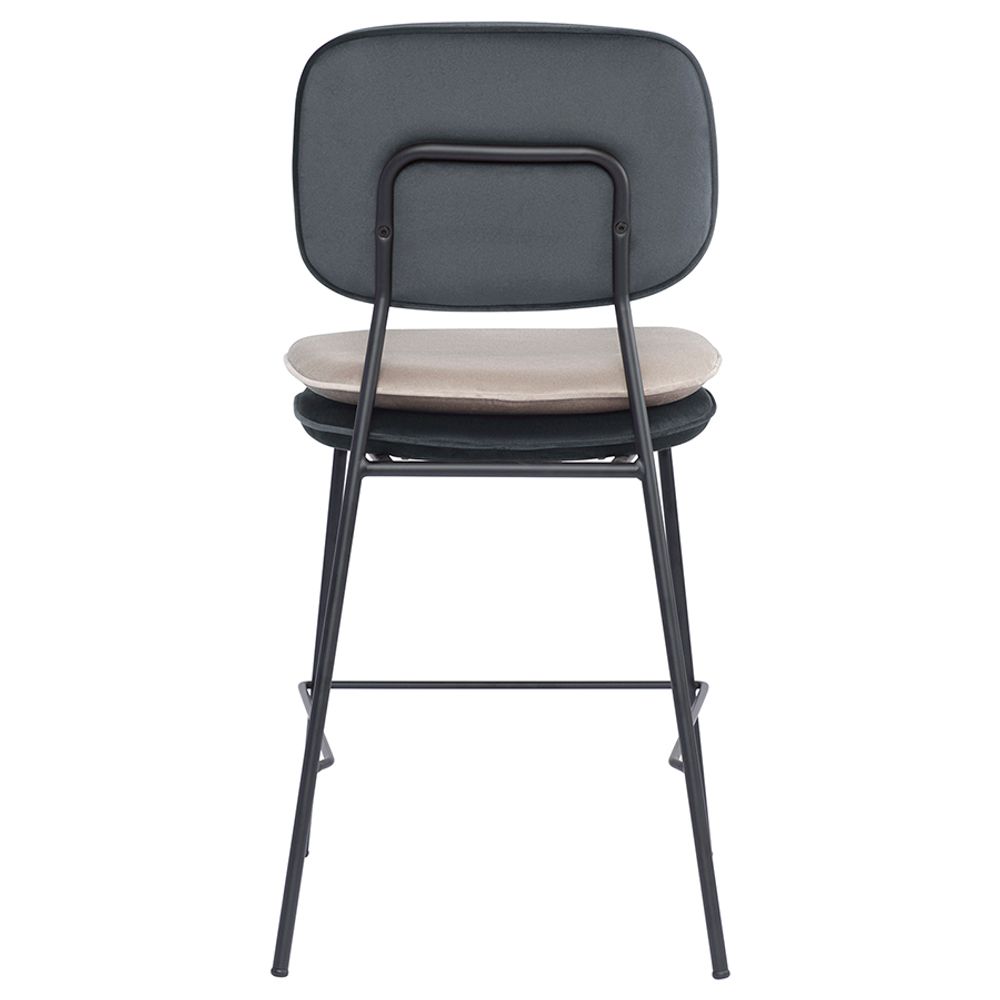 Стул полубарный Pea, велюр, темно-серый/бежевый