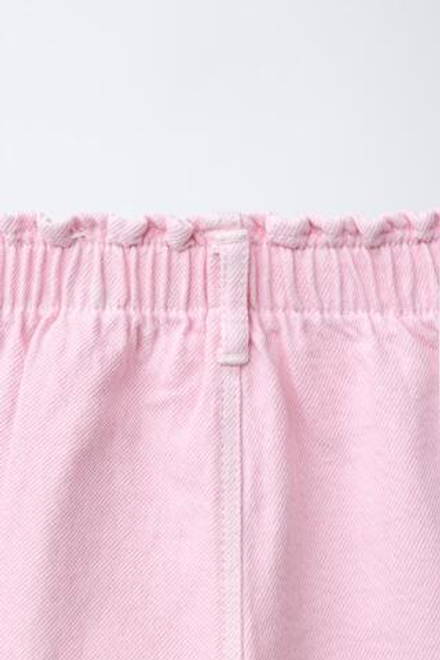 ZARA БРЮКИ BAGGY ИЗ САРЖИ С КАРМАНАМИ-СЕРДЕЧКАМИ, РОЗОВЫЙ