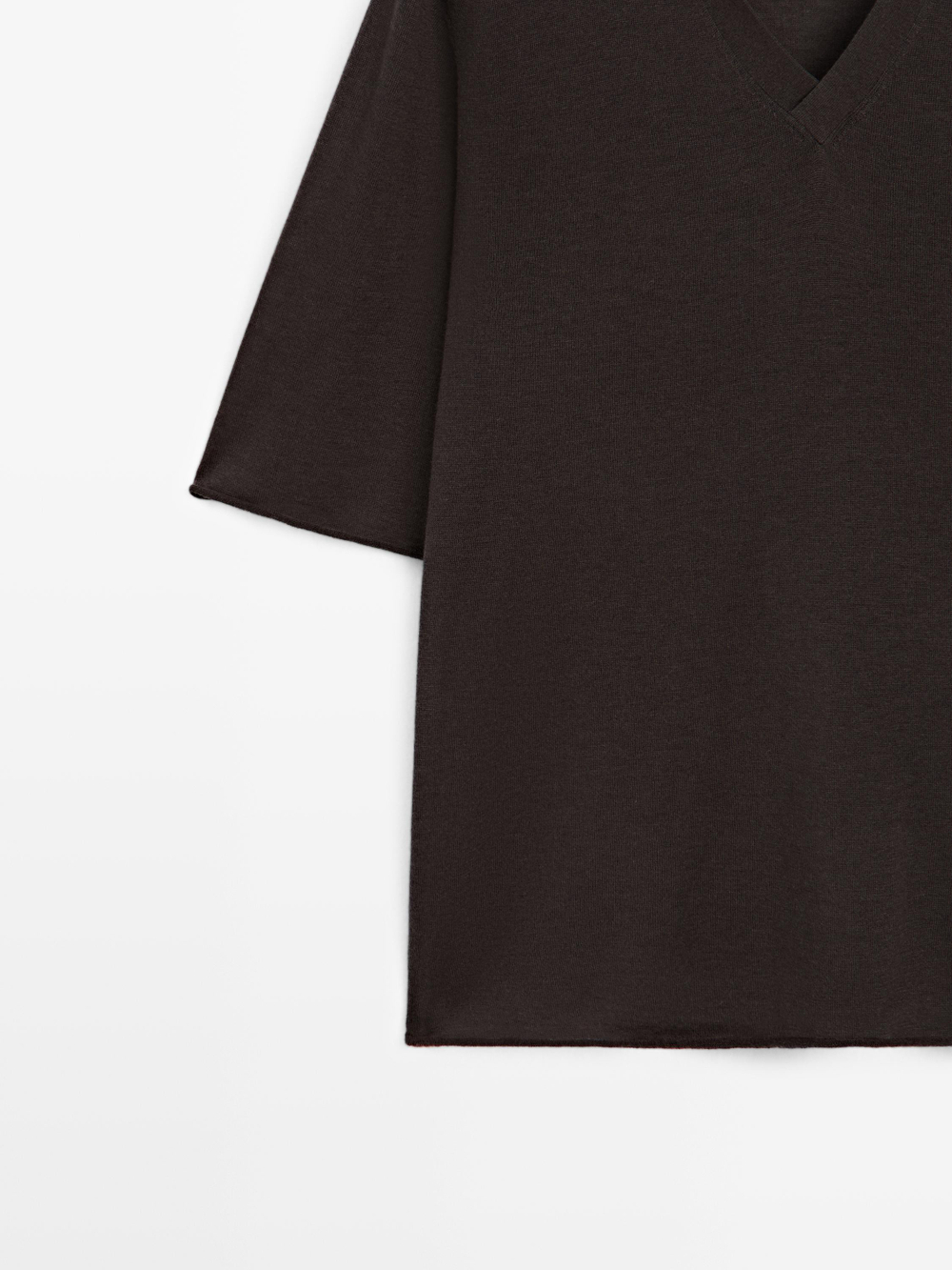 Massimo Dutti Свитер оверсайз из смесовой шерсти и шелка, коричневый