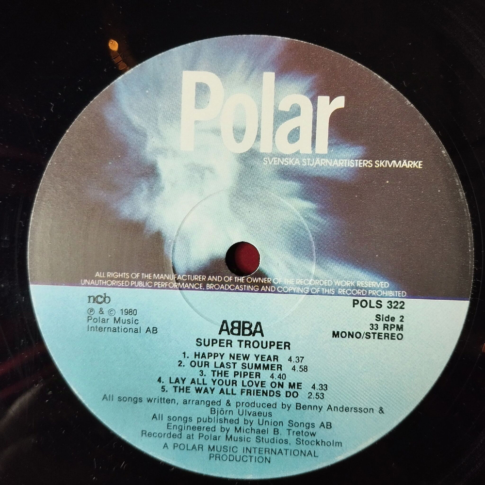 Винтажная виниловая пластинка LP ABBA Super Trouper (Швеция 1980) Happy New Year