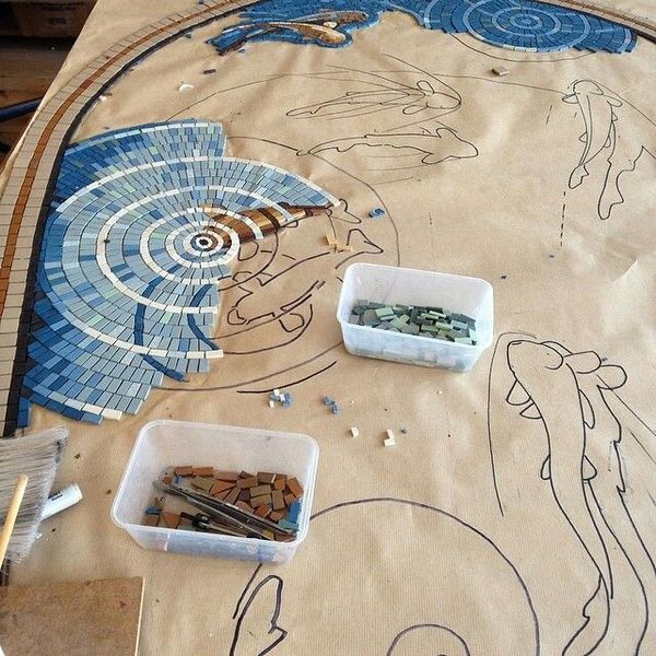 Мозаика на сетке или на бумаге.