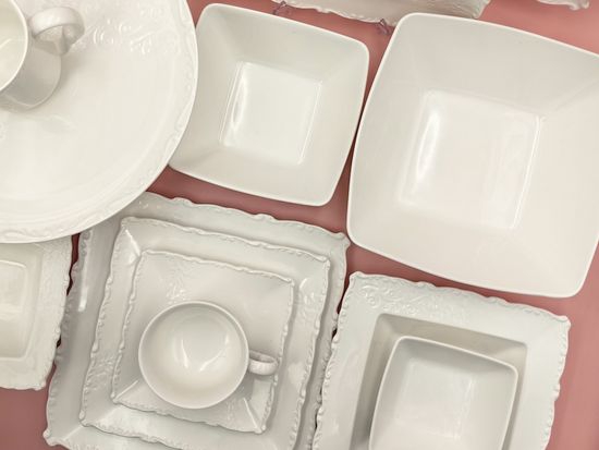 Тарелка глубокая с бортиком 16х5,5 см. квадратная, набор 4 шт. "Орнамент"