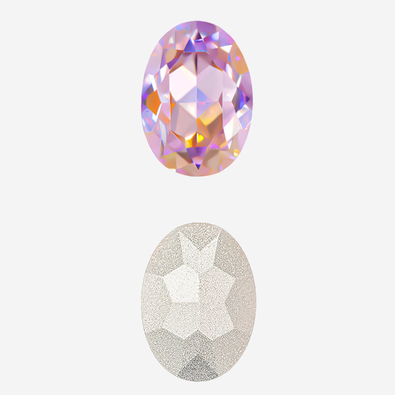 Кристалл Овал (Oval Fancy Stone), оттенок "Розовый кварц"/"Rose Quartz", 14*10мм