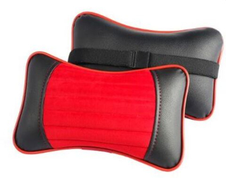 Подушки на подголовник CarFashion -«MONACO» (2шт) - 41146 - Эко-Велюр черный/черный/красн/шов красн