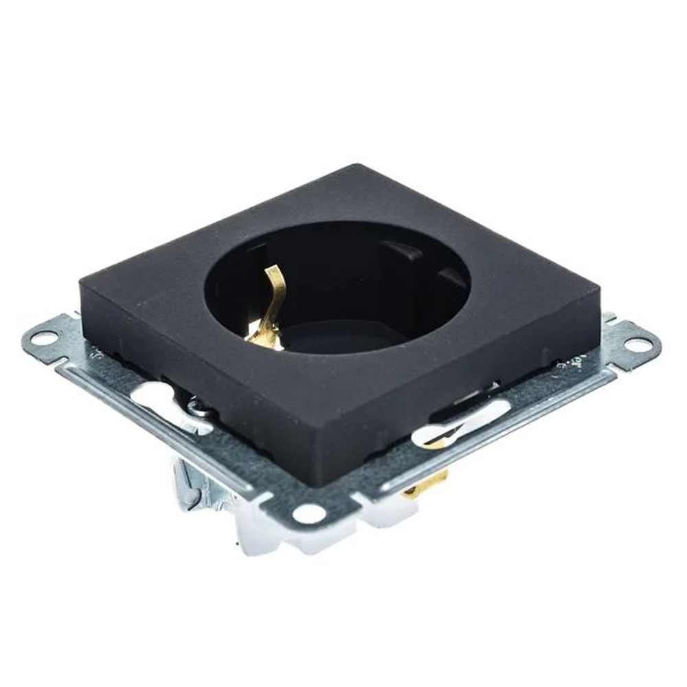 ATLASDESIGN РОЗЕТКА с заземлением со шторками, 16А, механизм, КАРБОН+рамка 2