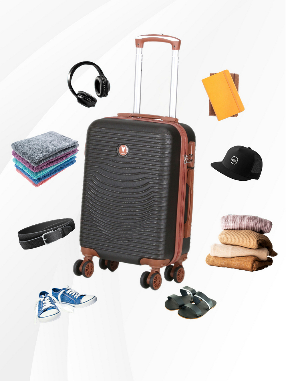 Чемодан Мини (S) ABS пластик"Verano", съёмные колёса