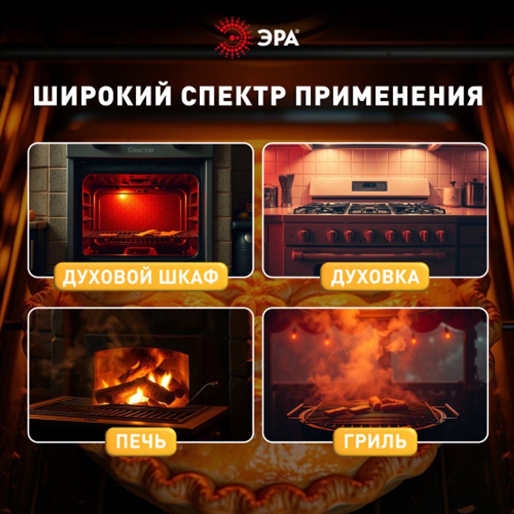 Лампа накаливания ЭРА T25-15-E14-230 oven 15Вт 230В для духовых шкафов цветная коробка Е14