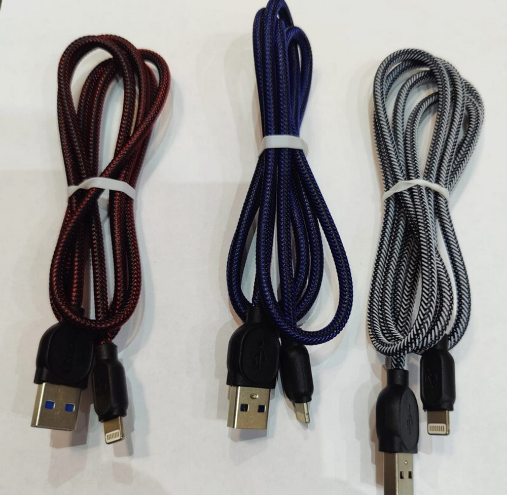 Кабель USB - Lightning Union K3 тканевая оплетка (красный) 1м без упаковки