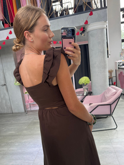 Платье Анжелика из льна шоколадный