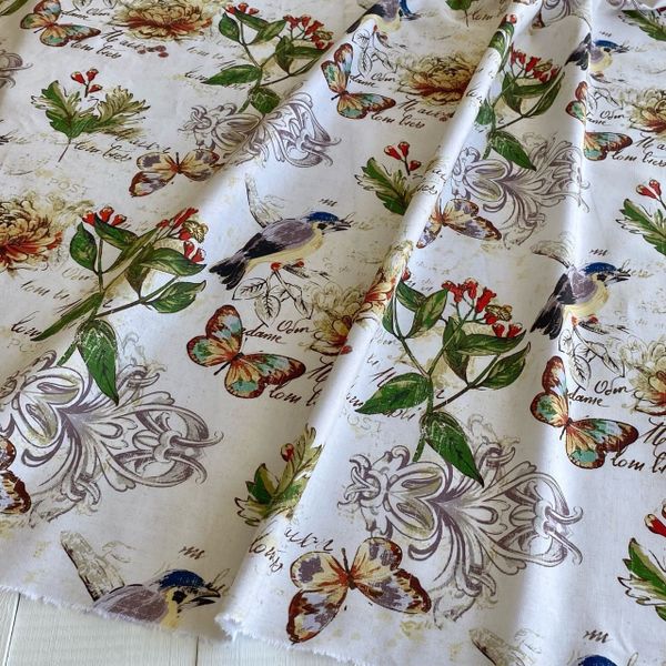 ПТИЧКА И ХРИЗАНТЕМА, 100% хлопок Handmade Fabrics 3