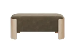 Банкетка Lagom 100 см (серо-зеленый FiberGuard, натуральный дуб)