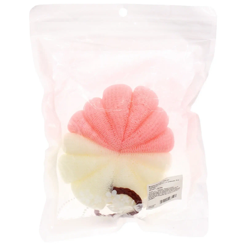 Мочалка нейлоновая «Premium - PORTENEGRO», цвет белый / розовый, 50гр, (ZIP пакет)