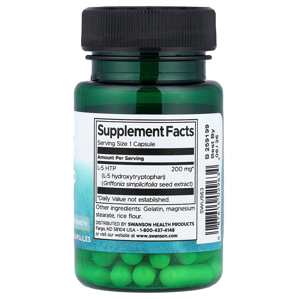 Swanson, 5-HTP, 200 мг, 60 капсул