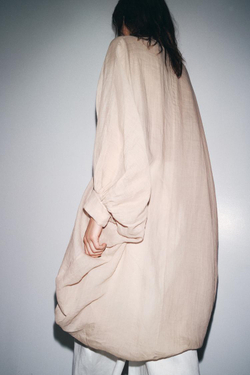 ZARA ДЛИННЫЙ ТОП ИЗ РАМИ — ZW COLLECTION, БЕЖЕВЫЙ