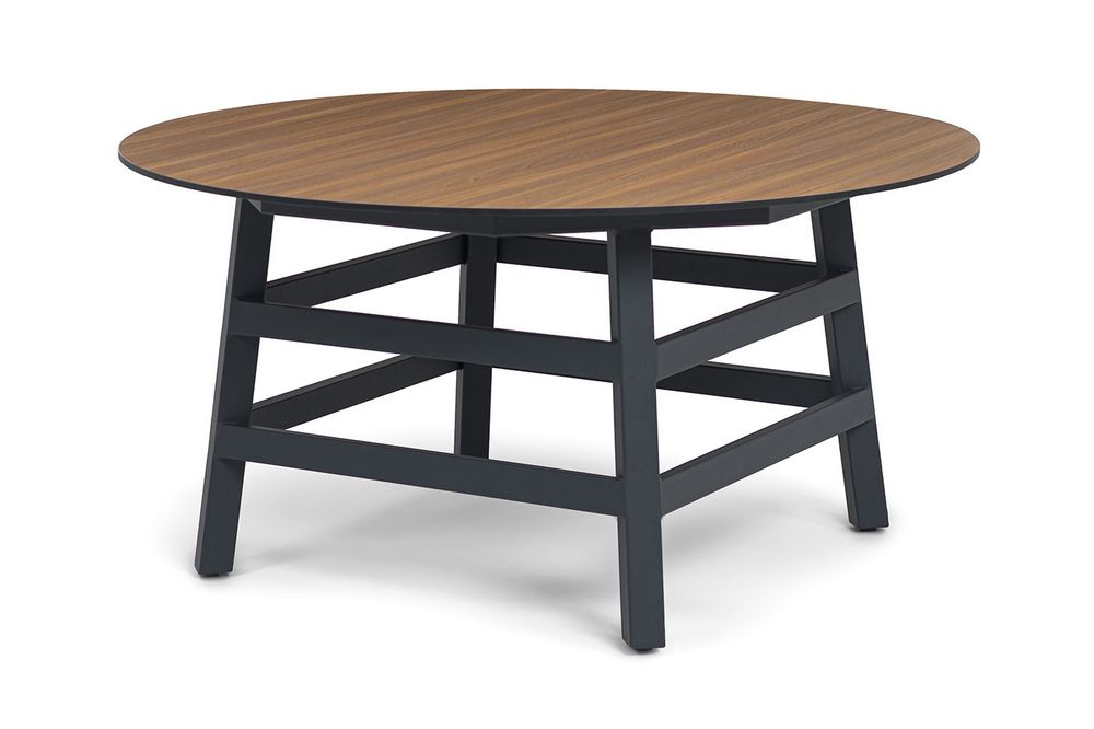 "Рио" стол из HPL круглый Ø160см, H75, цвет столешницы "дуб"