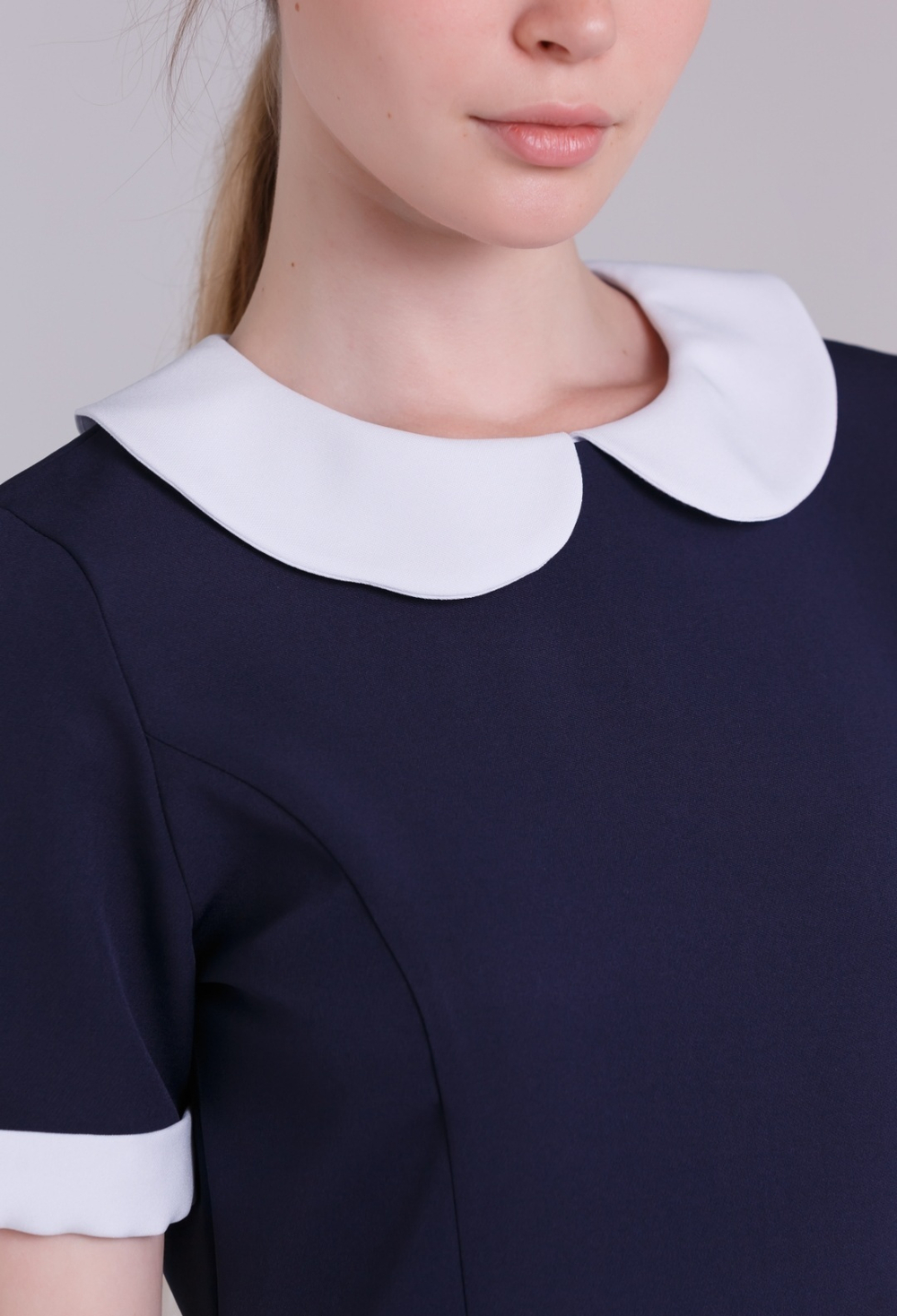 Платье школьное для девочки на последний звонок на первое 1 сентября СССР синее короткий рукав