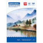 Бумага для акварели БОЛЬШАЯ А3 10 л. 200 г/м2 297х420 мм BRAUBERG "Весна" (6 штук в упаковке)