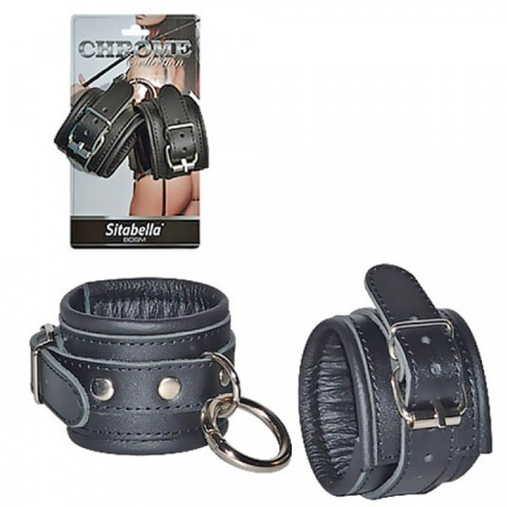 Наручники кожаные с круглым карабином Sitabella Chrome collection