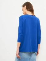 Лонгслив оверсайз с рукавом 3/4 синий