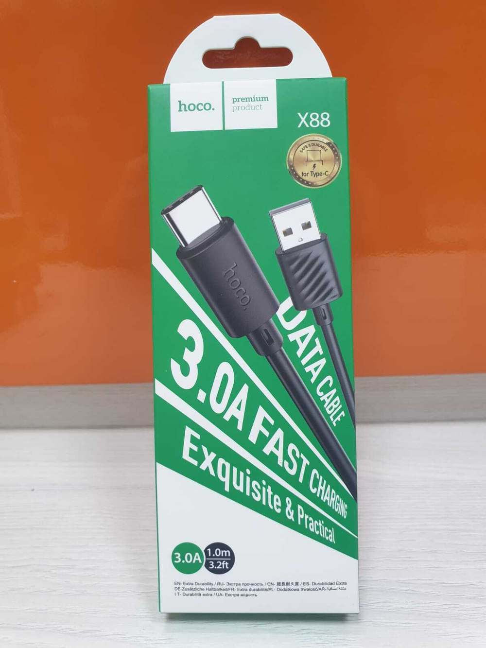 Кабель Type-C Hoco X88 (3A,1m) black