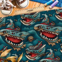 Ткань премиум дюспо фантазийные океанские монстры