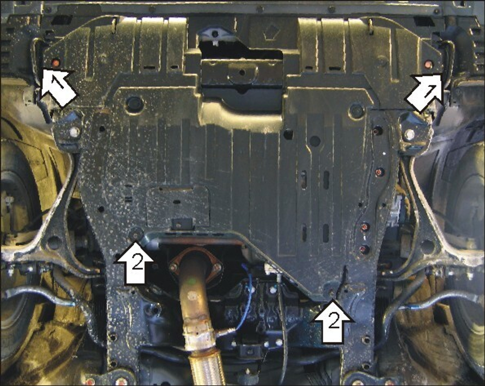 Защита картера Двигателя, КПП. 2 мм, Сталь. для Honda Accord VII 2003-2007 MOTODOR.00808