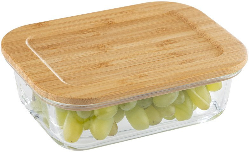 Контейнер д/продуктов прямоугольный Leonord Bambu 600мл стекло, крышка бамбук