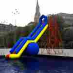 Надувная горка для вышки (опоры) «Молния» с одной ступенью, 11.5 м * 2.7 м * 7.2 м