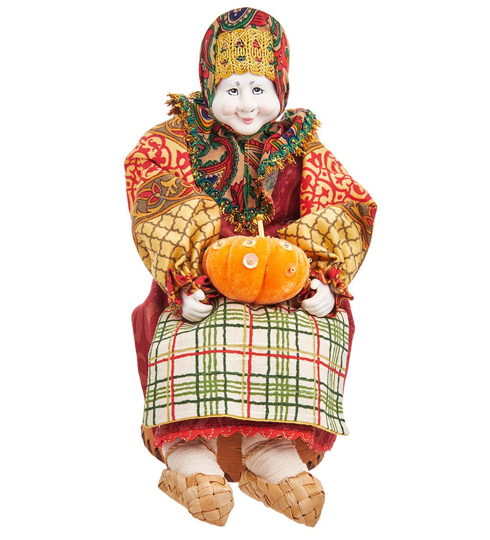 Народные промыслы RK-869 Кукла-шкатулка «Бабушка с тыквой»