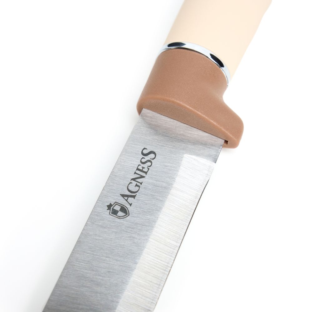 НАБОР AGNESS ИЗ 11ПР: 5 НОЖЕЙ,ПОЛОВНИК,ЛОПАТКА,ШУМОВКА,ПОДСТАВКА,НОЖЕТОЧКА И НОЖНИЦЫ, ЦВЕТ: БЕЖЕВЫЙ